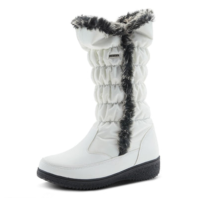 Flexus Spring Step Citywalk Tall Waterproof Winter Boots for Women - Ladies Snow Boots with Cozy Nylon & Faux Fur Lining - Women's Mid-Calf Boots with Zipper Closure - White US 8.5