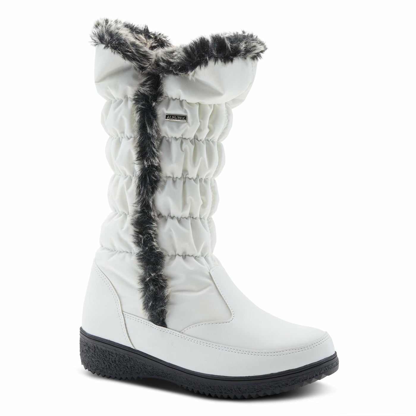 Flexus Spring Step Citywalk Tall Waterproof Winter Boots for Women - Ladies Snow Boots with Cozy Nylon & Faux Fur Lining - Women's Mid-Calf Boots with Zipper Closure - White US 8.5