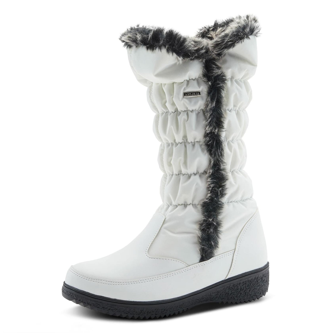 Flexus Spring Step Citywalk Tall Waterproof Winter Boots for Women - Ladies Snow Boots with Cozy Nylon & Faux Fur Lining - Women's Mid-Calf Boots with Zipper Closure - White US 7.5-8