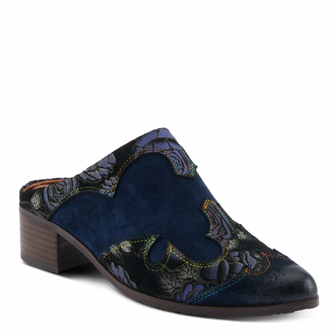 Spring Step L'Artiste Ladyslide-Shine Women's Floral Glitter Slide - Bold Western-Glam Style, Comfortable Statement Shoes Navy Multi EU 40 / US 9