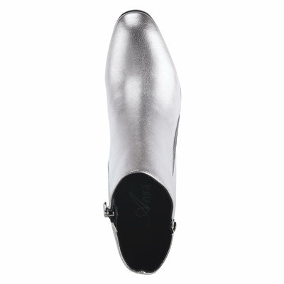 Azura Spring Step Fabulosa V Collar Ankle Boots for Women - Premium Leather Women's Chelsea Boots with Side Zippers - Pewter EU 38 / US 7.5-8