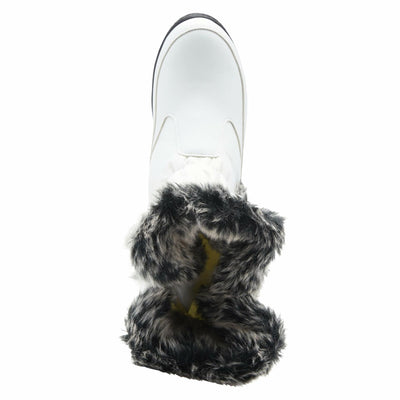 Flexus Spring Step Citywalk Tall Waterproof Winter Boots for Women - Ladies Snow Boots with Cozy Nylon & Faux Fur Lining - Women's Mid-Calf Boots with Zipper Closure - White US 8.5