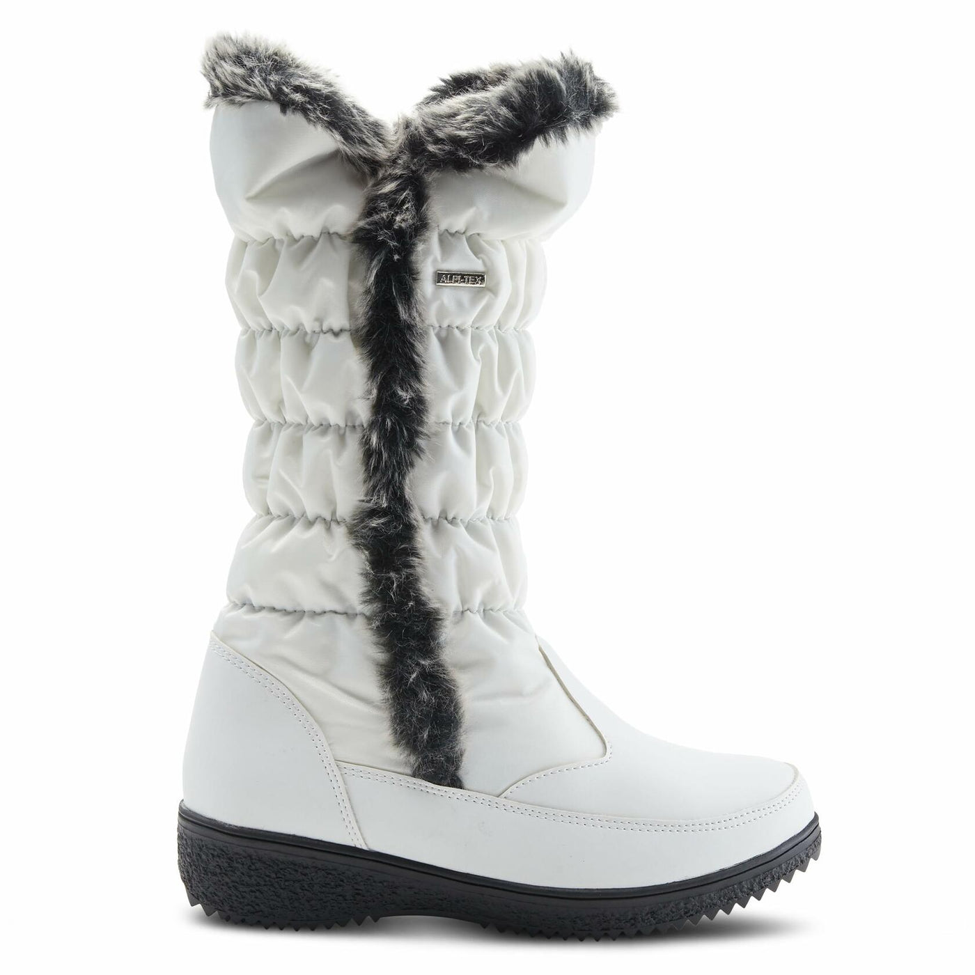 Flexus Spring Step Citywalk Tall Waterproof Winter Boots for Women - Ladies Snow Boots with Cozy Nylon & Faux Fur Lining - Women's Mid-Calf Boots with Zipper Closure - White US 7.5-8