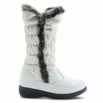 Flexus Spring Step Citywalk Tall Waterproof Winter Boots for Women - Ladies Snow Boots with Cozy Nylon & Faux Fur Lining - Women's Mid-Calf Boots with Zipper Closure - White US 7.5-8