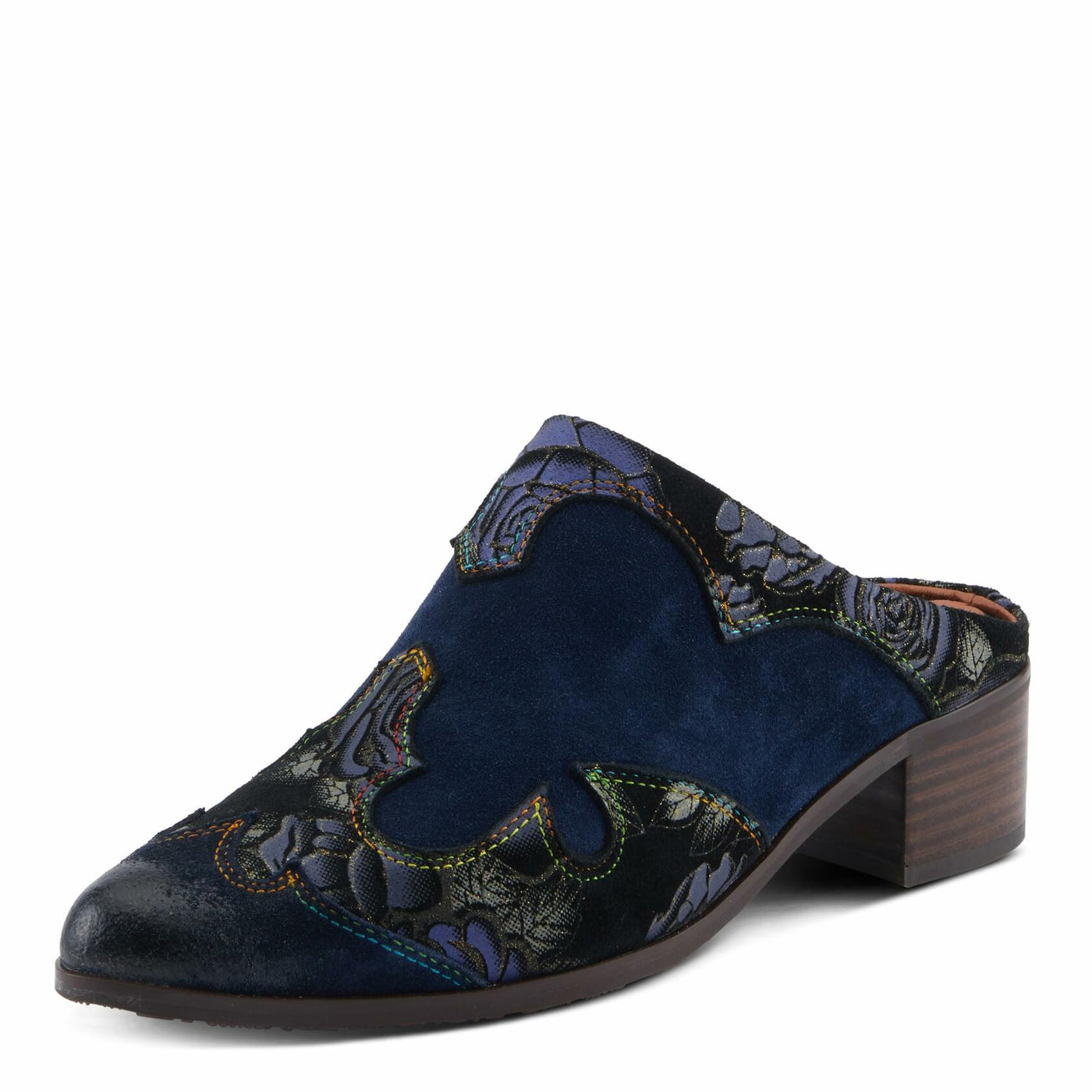Spring Step L'Artiste Ladyslide-Shine Women's Floral Glitter Slide - Bold Western-Glam Style, Comfortable Statement Shoes Navy Multi EU 40 / US 9