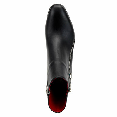 Azura Spring Step Fabulosa V Collar Ankle Boots for Women - Premium Leather Women's Chelsea Boots with Side Zippers - Black EU 41 / US 9.5-10