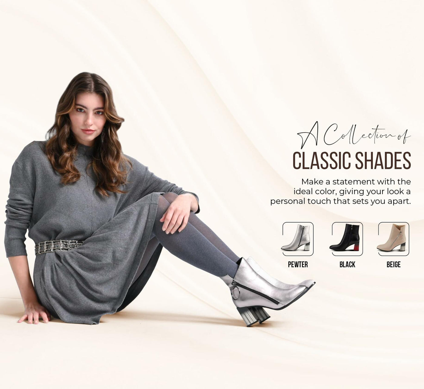 Azura Spring Step Fabulosa V Collar Ankle Boots for Women - Premium Leather Women's Chelsea Boots with Side Zippers - Black EU 38 / US 7.5-8