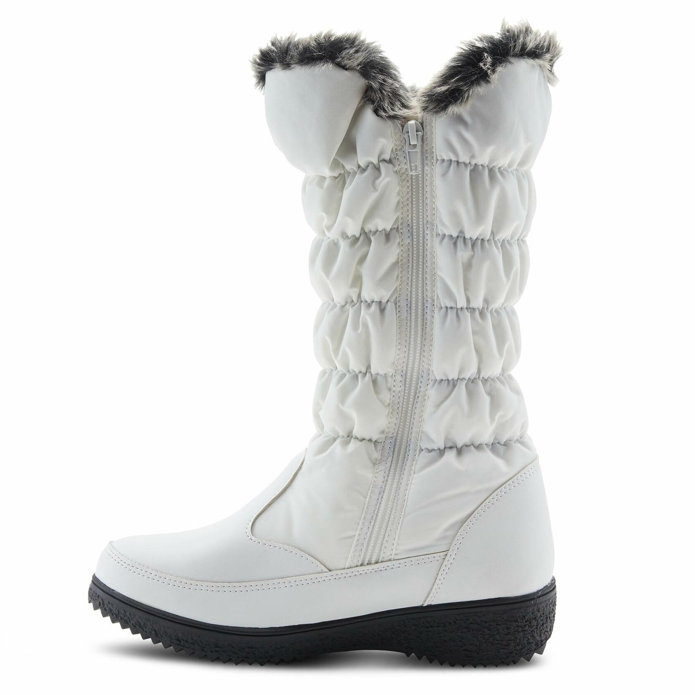 Flexus Spring Step Citywalk Tall Waterproof Winter Boots for Women - Ladies Snow Boots with Cozy Nylon & Faux Fur Lining - Women's Mid-Calf Boots with Zipper Closure - White US 8.5
