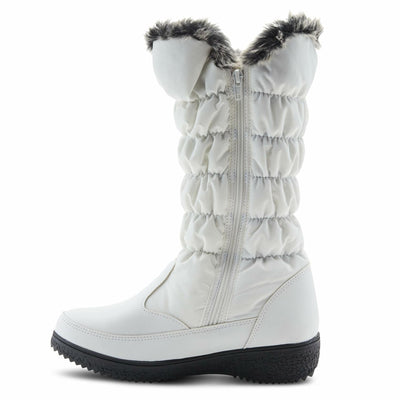 Flexus Spring Step Citywalk Tall Waterproof Winter Boots for Women - Ladies Snow Boots with Cozy Nylon & Faux Fur Lining - Women's Mid-Calf Boots with Zipper Closure - White US 8.5