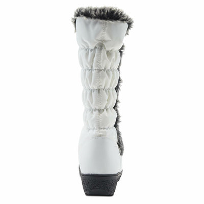 Flexus Spring Step Citywalk Tall Waterproof Winter Boots for Women - Ladies Snow Boots with Cozy Nylon & Faux Fur Lining - Women's Mid-Calf Boots with Zipper Closure - White US 7.5-8