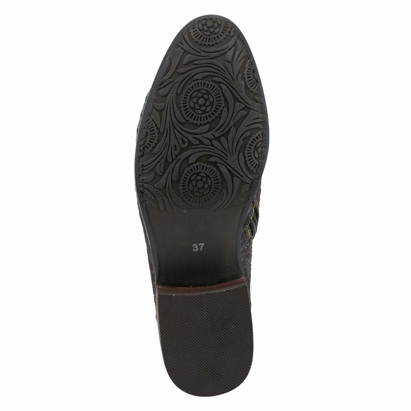 L'Artiste Women's Georgiana Chelsea Boot – Hand-Painted Leather with Metallic Microsuede, Decorative Buckle, and Rainbow Stitching Black Multi EU 40/9