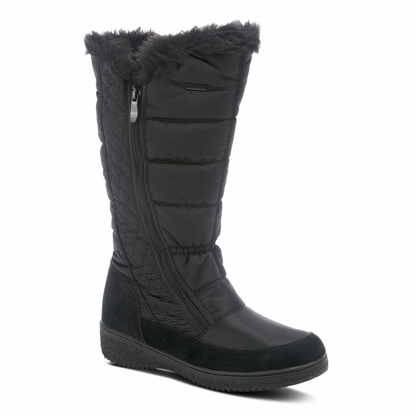 Spring Step Flexus Mireya Tall Boots for Women - Waterproof Nylon Women's Snow Boots - Faux Fur Winter Boots with Side Zipper - Black EU 37 / US 6.5-7