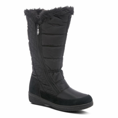 Spring Step Flexus Mireya Tall Boots for Women - Waterproof Nylon Women's Snow Boots - Faux Fur Winter Boots with Side Zipper - Black EU 37 / US 6.5-7