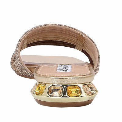 Lady Couture AMAZING Multi Color Straps Slide, Gold Multi, 7