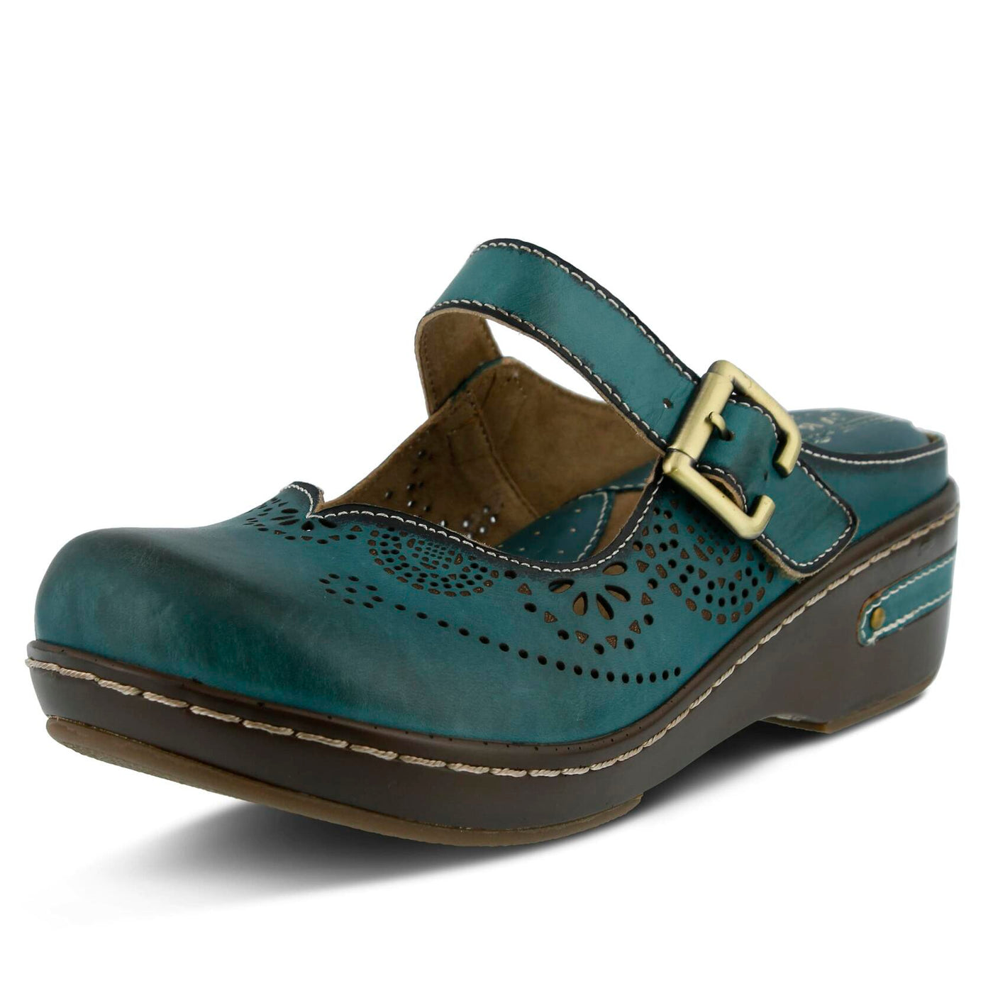 L’Artiste by Spring Step Women's Aneria Mule, Teal, 39 EU/8.5 M US