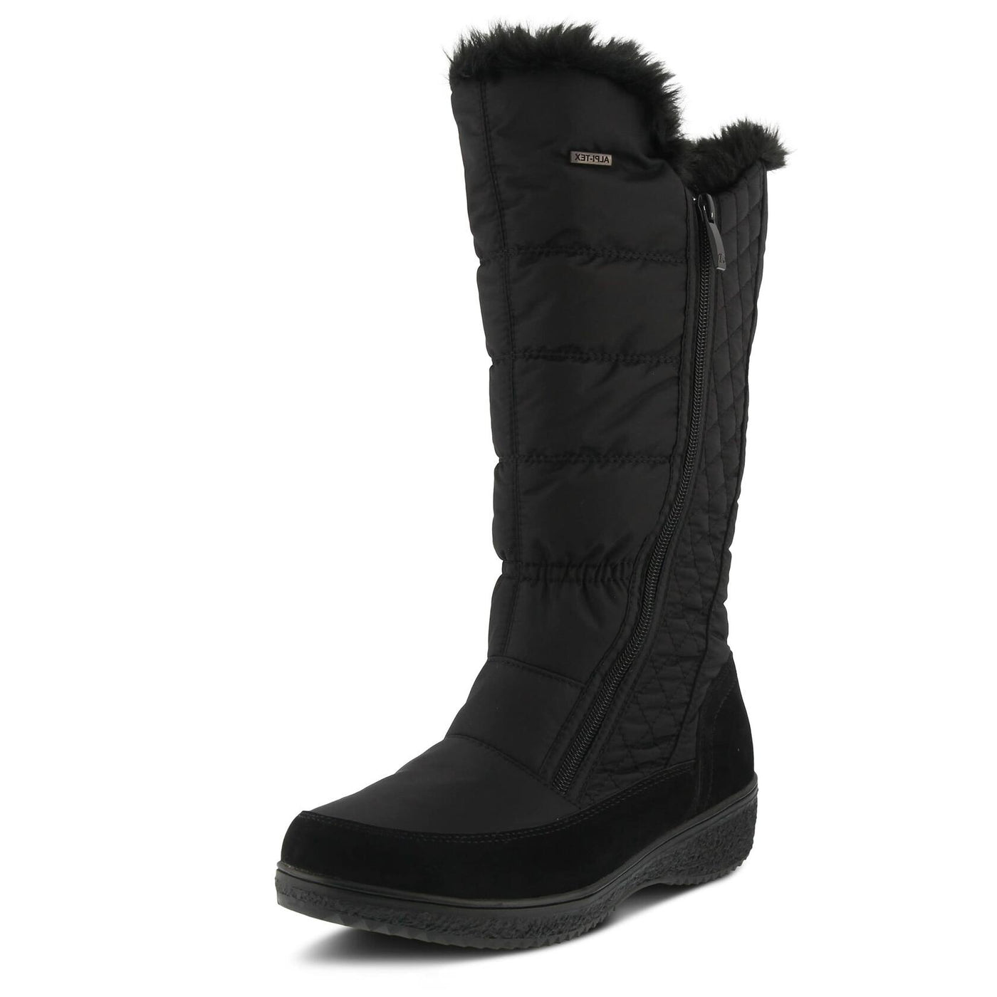 Spring Step Flexus Mireya Tall Boots for Women - Waterproof Nylon Women's Snow Boots - Faux Fur Winter Boots with Side Zipper - Black EU 38 / US 7.5-8