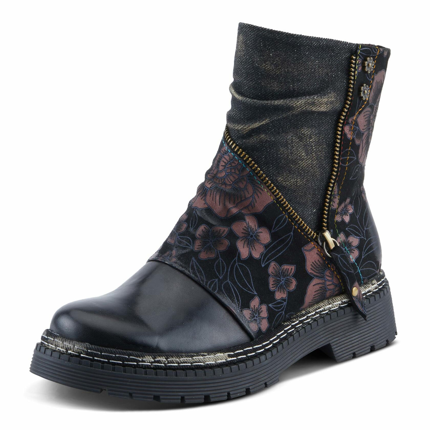 L'Artiste by Spring Step Women's Avrilrose Urban Booties, Black Multi, 7