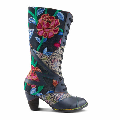 L'Artiste by Spring Step Women's Malagie-Rose Mid Calf Boot, Navy Multi, 10