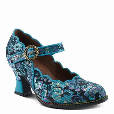 L'Artiste by Spring Step Women's Adodora Mary Jane Heeled, Turquoise Multi, 7