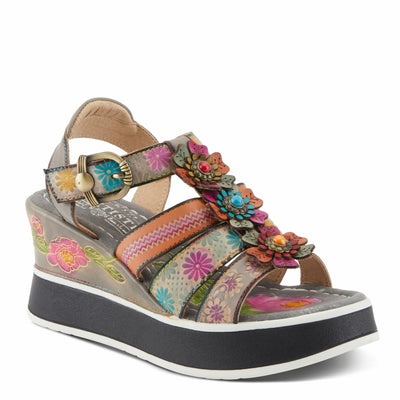 Spring Step L'Artiste Women's FloralBloom - Hand-Painted Lightweight Athleisure Sandals Grey Multi EU 42 / US 10.5-11