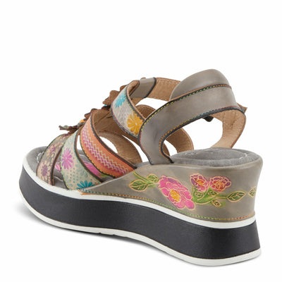 Spring Step L'Artiste Women's FloralBloom - Hand-Painted Lightweight Athleisure Sandals Grey Multi EU 42 / US 10.5-11