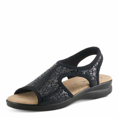 Flexus Nyaman Pindott Slingback Sandals for Women | Lightweight, Adjustable and Iridescent Women's Footwear for All Day Comfort, Made in Italy BLACK EU 38 / US 7.5-8