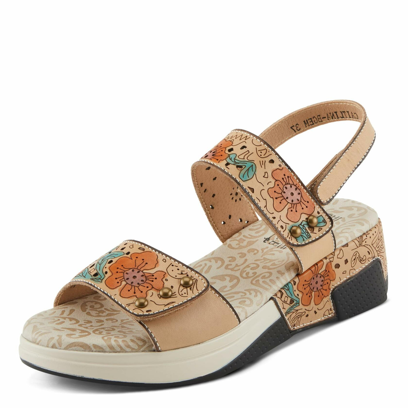 Spring Step L'Artiste Women's CAITLINA - Hand-Painted Floral Athleisure Sandals for Women Beige Multi EU 41 / US 9.5-10