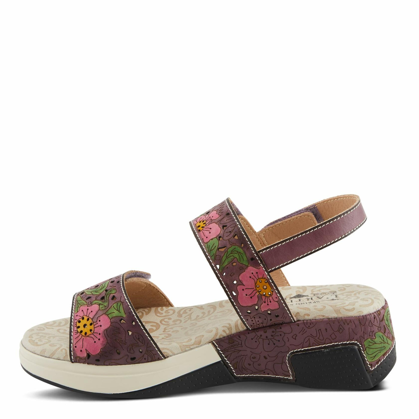 Spring Step L'Artiste Women's CAITLINA - Hand-Painted Floral Athleisure Sandals for Women Plum Multi EU 37 / US 6.5-7