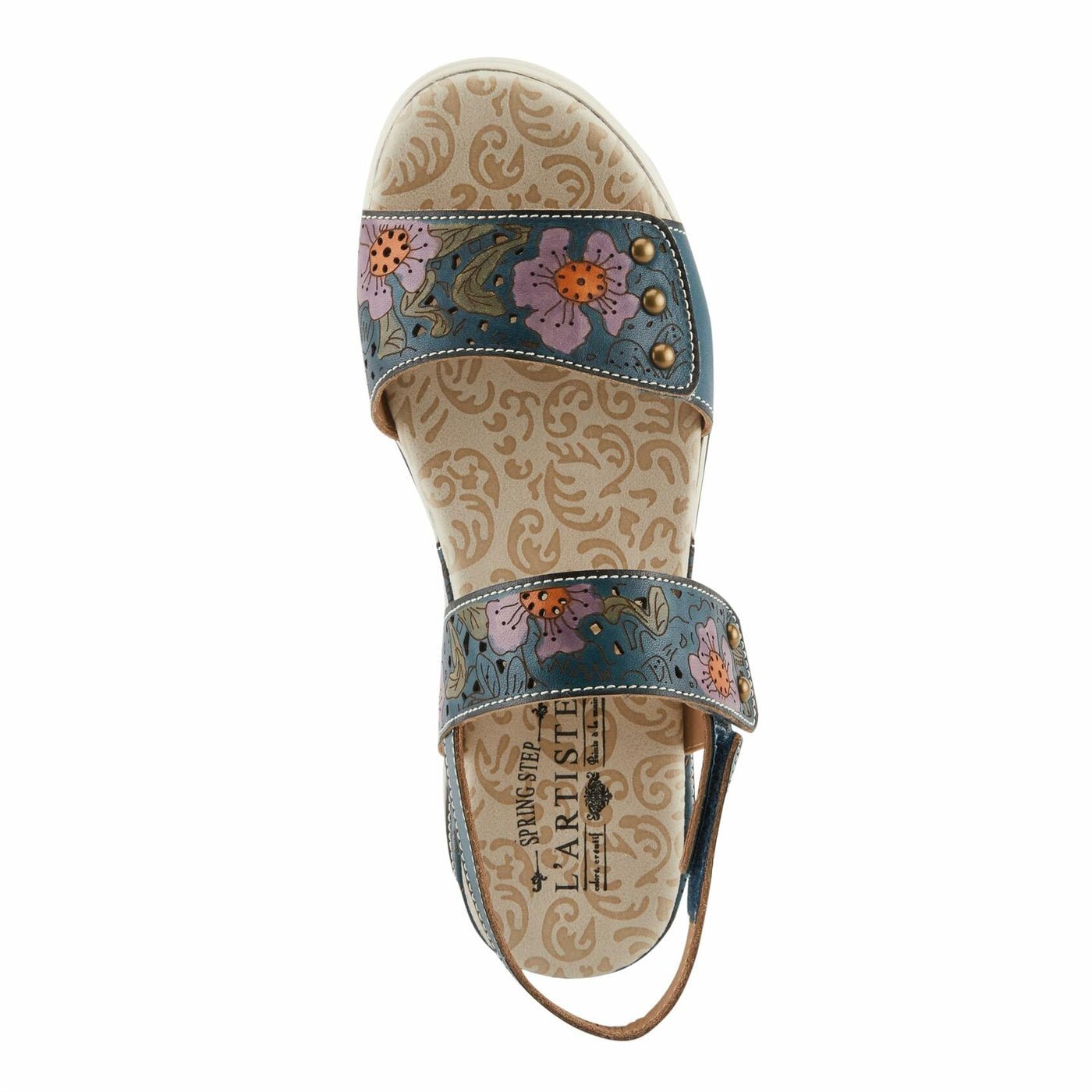 Spring Step L'Artiste Women's CAITLINA - Hand-Painted Floral Athleisure Sandals for Women Blue Multi EU 37 / US 6.5-7