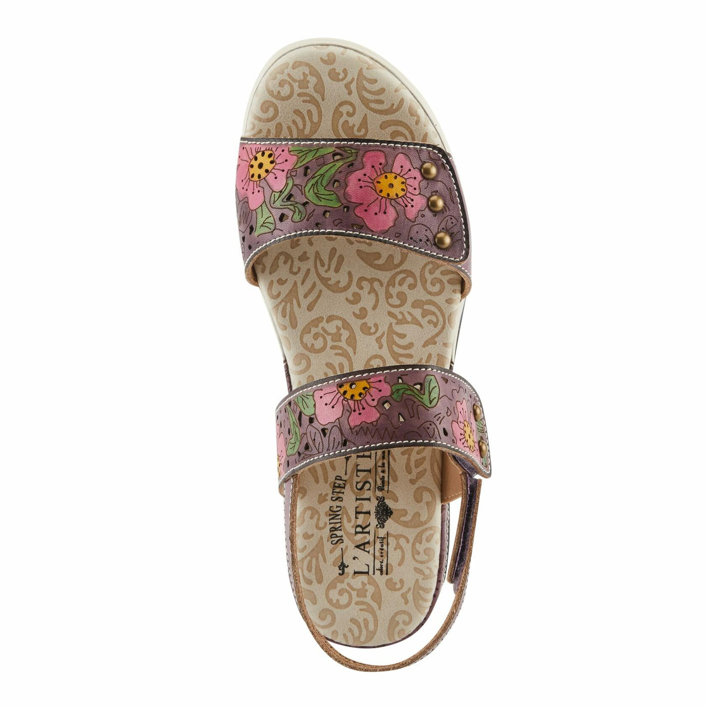 Spring Step L'Artiste Women's CAITLINA - Hand-Painted Floral Athleisure Sandals for Women Plum Multi EU 38 / US 7.5-8