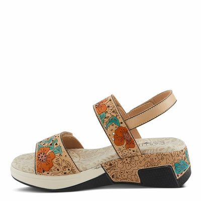 Spring Step L'Artiste Women's CAITLINA - Hand-Painted Floral Athleisure Sandals for Women Beige Multi EU 41 / US 9.5-10
