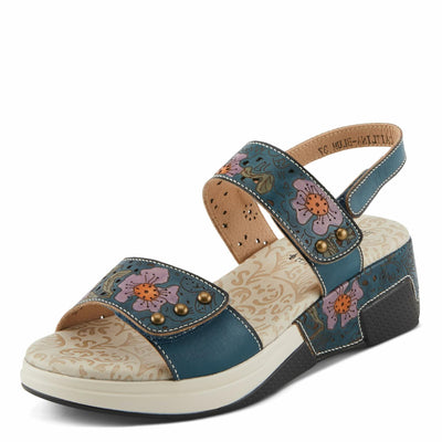 Spring Step L'Artiste Women's CAITLINA - Hand-Painted Floral Athleisure Sandals for Women Blue Multi EU 37 / US 6.5-7