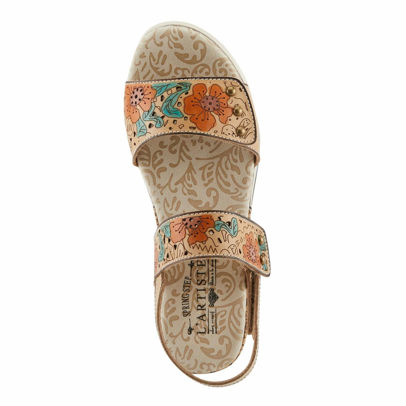 Spring Step L'Artiste Women's CAITLINA - Hand-Painted Floral Athleisure Sandals for Women Beige Multi EU 39 / US 8.5