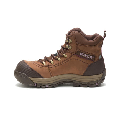 Cat Footwear Women's Ally 6" Waterproof Comp Toe Industrial and Construction Shoe, Brown, 8