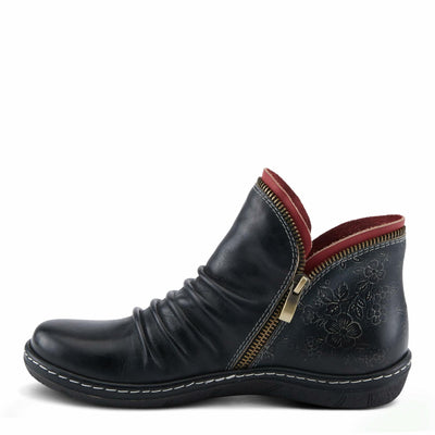 Spring Step L'Artiste Chesapeake Women's Floral Bootie - Painted Flowers, Burnished Leather, Bohemian Style Black EU 41 / US 9.5-10