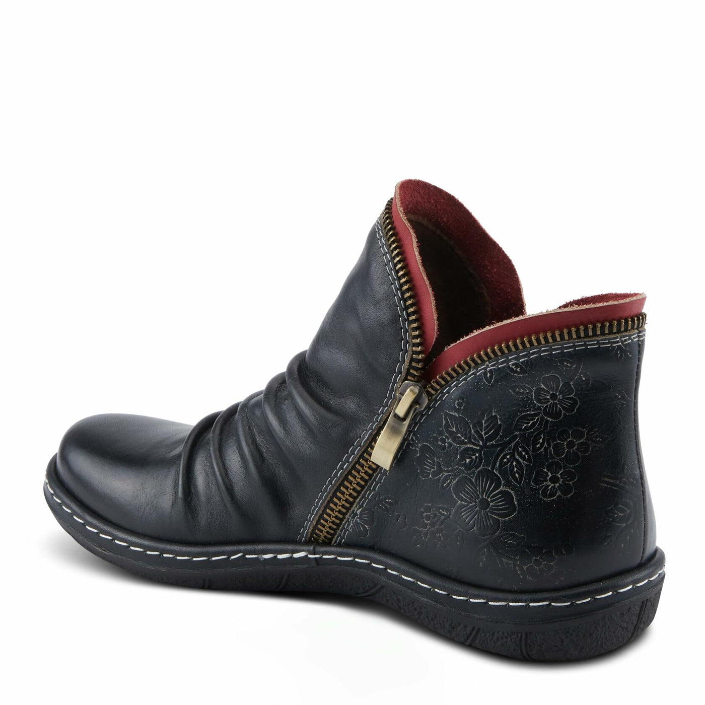 Spring Step L'Artiste Chesapeake Women's Floral Bootie - Painted Flowers, Burnished Leather, Bohemian Style Black EU 41 / US 9.5-10