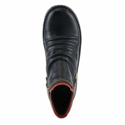 Spring Step L'Artiste Chesapeake Women's Floral Bootie - Painted Flowers, Burnished Leather, Bohemian Style Black EU 41 / US 9.5-10