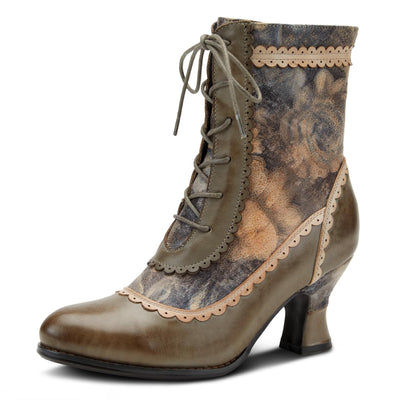 L’Artiste by Spring Step Women's Bewitch-Floral Ankle Boot, Olive Multi, 12.5-13