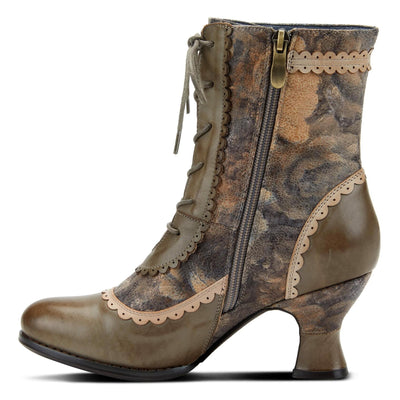 L’Artiste by Spring Step Women's Bewitch-Floral Ankle Boot, Olive Multi, 12.5-13