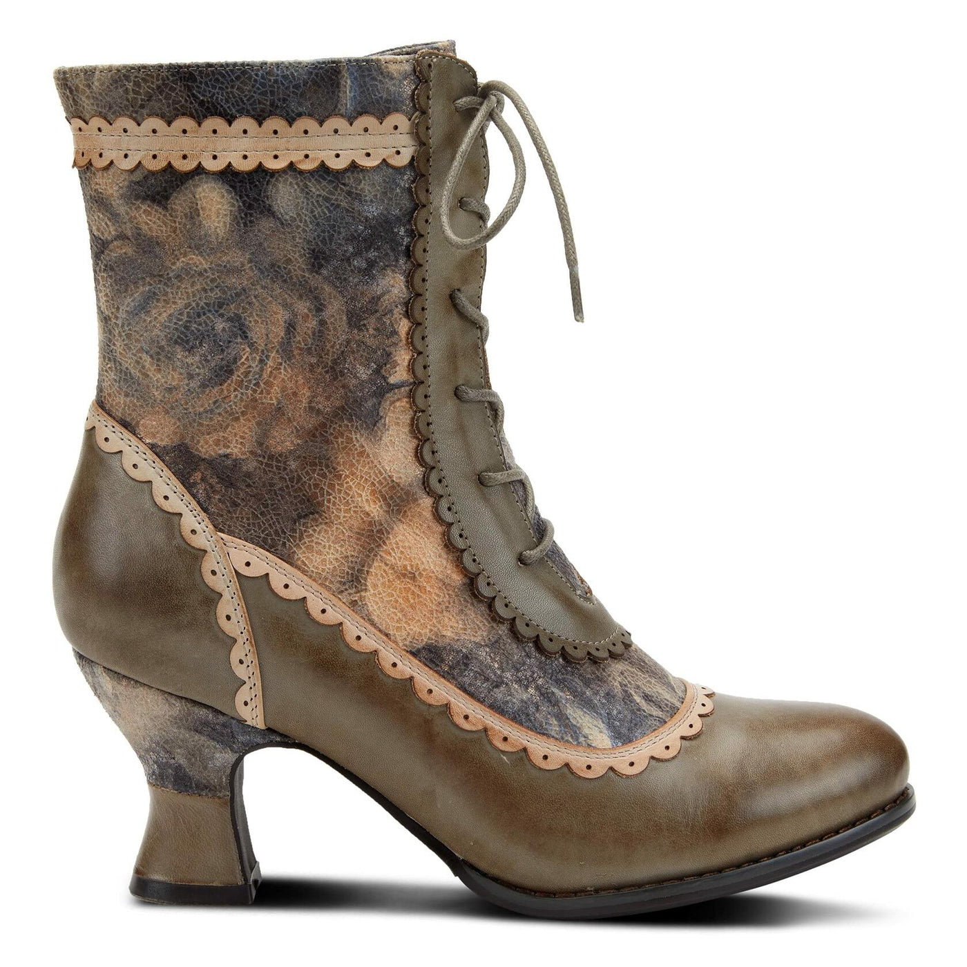 L’Artiste by Spring Step Women's Bewitch-Floral Ankle Boot, Olive Multi, 12.5-13