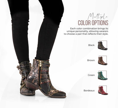 Spring Step L'Artiste Rodeha Booties for women - Women's Ankle Boots with Zipper Closure - Ladies Boots with Western Style Pointed Toe Silhouette BORDEAUX EU 40/9