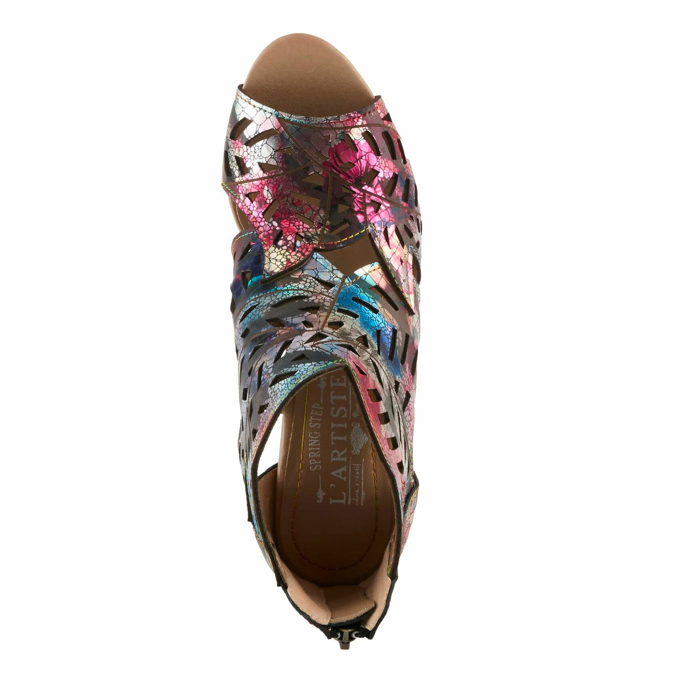 Spring Step L'Artiste Women's AMORA Closed Back Heeled Summer Bootie Fuchsia Multi Met EU 38 / US 7.5-8