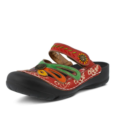 L'artiste by Spring Step Women's Copa Flat Sandal, Red/Multi, 36 EU/5.5-6 M US