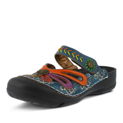 L'artiste by Spring Step Women's Copa Flat Sandal, Blue/Multi, 40 EU/9 M US