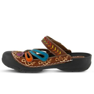 L'artiste by Spring Step Women's Copa Flat Sandal, Brown/Multi, 37 EU/6.5-7 M US