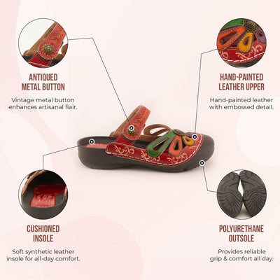 L'artiste by Spring Step Women's Copa Flat Sandal, Red/Multi, 41 EU/9.5-10 M US