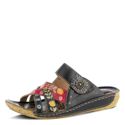 L'Artiste by Spring Step Women's LEIGH Sandals, black/multi 6, 37 M EU (US 6.5-7)