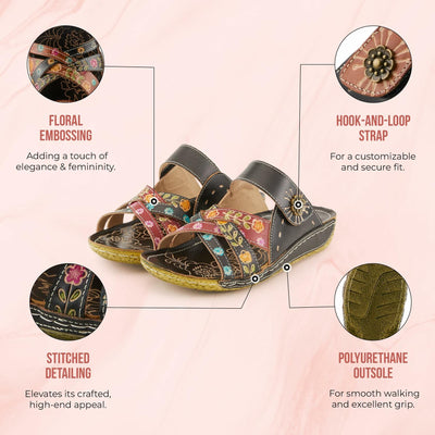 L'Artiste by Spring Step Women's LEIGH Sandals, black/multi 6, 37 M EU (US 6.5-7)