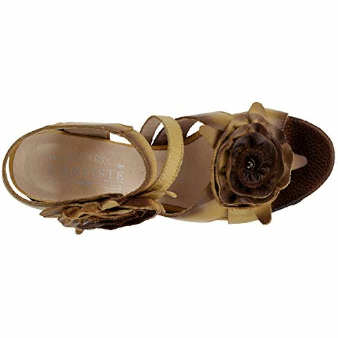 L'Artiste Women's SHELLY Leather Ankle Strap Sandals – Hand-Painted Floral Design, Adjustable Strap, Block Heel Yellow EU 39/8.5