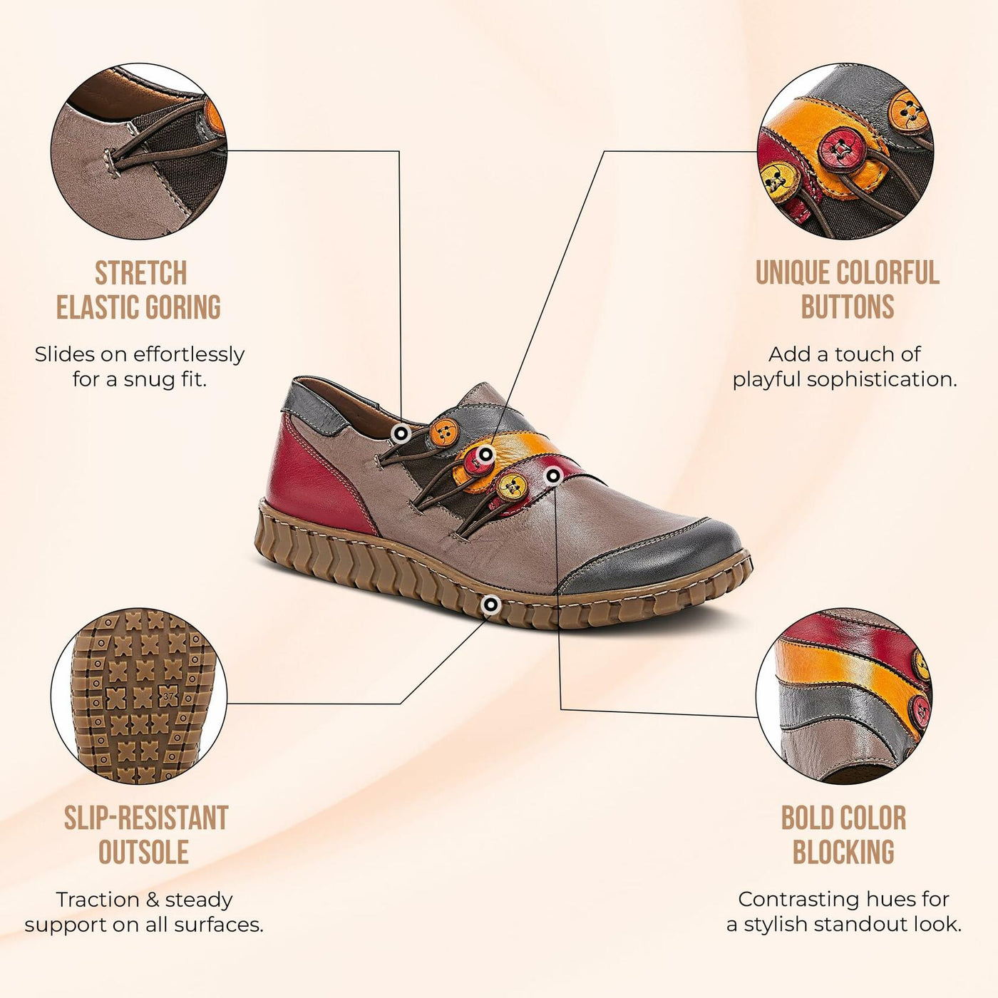 Spring Step Women's Neeta Slip-On Shoe Tan Multi EU 36 / US 5.5-6